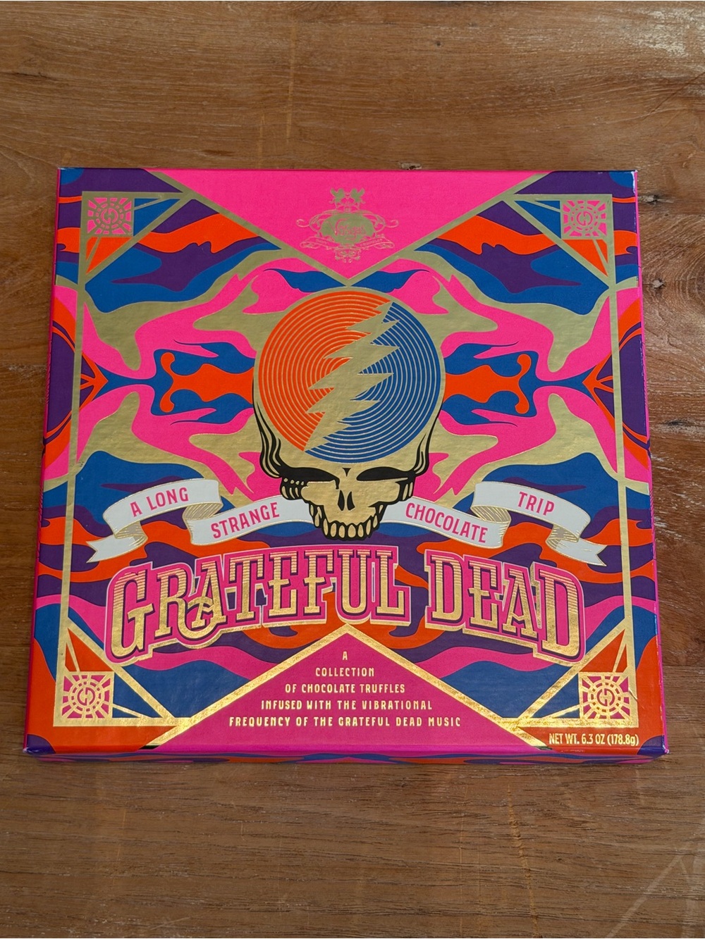 Grateful Dead Pink Multicolor Psychedelic Truffle Box EMPTY
